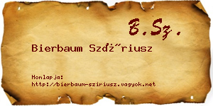 Bierbaum Szíriusz névjegykártya